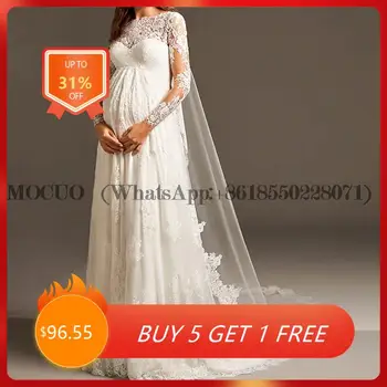Vestido De Noiva Элегантное Свадебное платье для беременных в стиле Ампир с длинным рукавом, Кружевные Свадебные платья для беременных, Свадебные платья для женщин, Свадьба