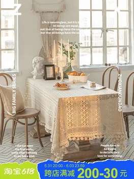 Тканая скатерть для чайного столика в скандинавском стиле, прямоугольная ткань для рисования