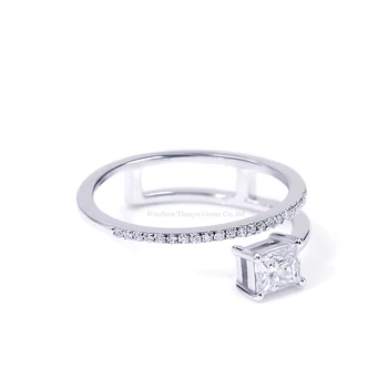 Tianyu Gems 925 Серебряное Кольцо Ювелирная Подушка 3,5x4,5 мм с белым бриллиантом и Муассанитом Обручальные Кольца Модные вечерние подарки для женщин девочек