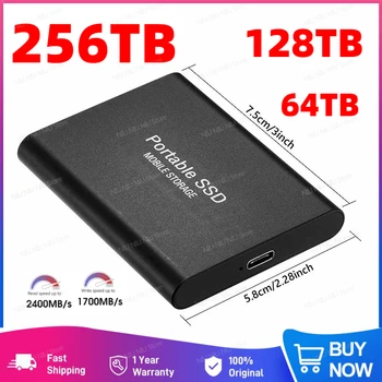 256 ТБ Портативный Высокоскоростной 128 ТБ 2 ТБ SSD 4 ТБ Внешний жесткий диск Массового хранения USB 3,0 16 ТБ Оригинальный мобильный SSD-накопитель для Ноутбука/ПК