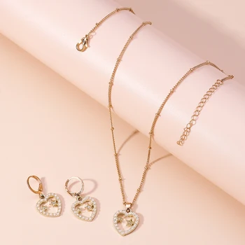 Романтические Ожерелья с подвеской в виде сердца, Элегантные серьги с жемчугом, ювелирные наборы для женщин, Эффектные свадебные украшения, подарки для вечеринок