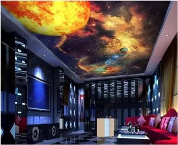 3d потолочные обои фреска Вселенная звездная планета галактика обои для гостиной домашний декор фотообои для стен в рулонах