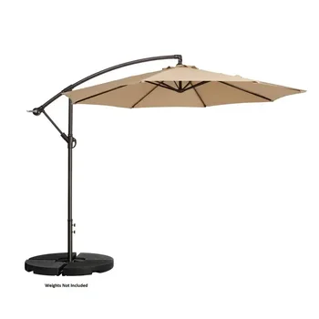 10 'Офсетный зонт для патио с 8 стальными ребрами и алюминиевым полюсом и вертикальным наклоном, бежевый