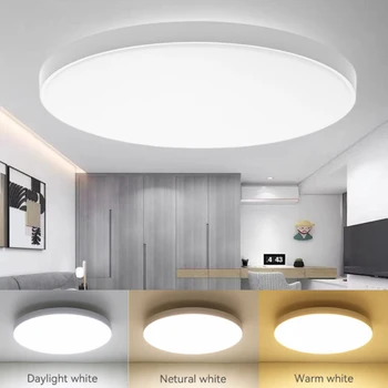 14-дюймовый круглый потолочный светильник 220 В, светодиодные светильники для помещений, монтируемые на поверхности, ультратонкий плоский современный потолочный светильник для декора кухни