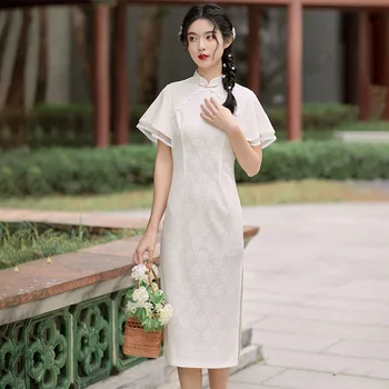 Yourqipao Лето 2023, Вышитый Ципао для молодых Девушек, Простая Повседневная мода, Современное вечернее платье в китайском стиле Qipao для женщин
