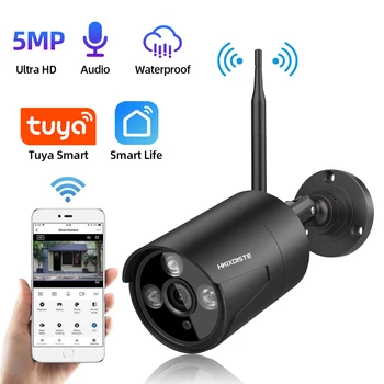 WIFI Tuya Smart Life 5-мегапиксельная IP-камера Безопасности Наружная Пуля Беспроводное наблюдение Уличная Домашняя Камера Обнаружения Движения Слот для SD-карты