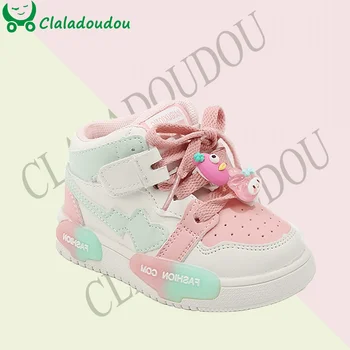 Модные осенние кроссовки для детей 0-3 лет, Розовая Повседневная обувь для маленьких девочек с милыми героями мультфильмов, Детские ботильоны, кроссовки