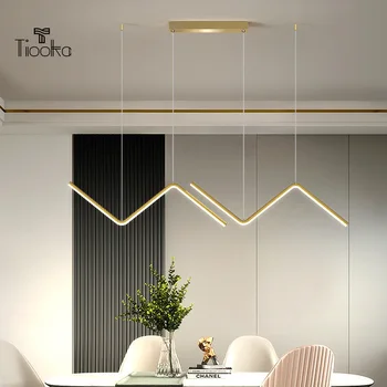 Подвесной светильник Kobuc Wave, современный линейный подвесной светильник LED 26 Вт, Цвет Черный, золотой Для кухни, бара, столовой, витрины магазина, Кофе