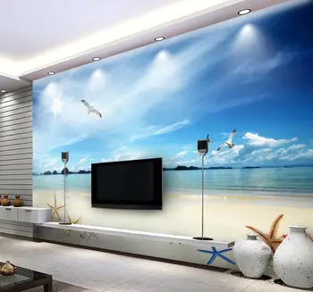 beibehang пользовательские настенные панно, художественные обои, обои для спальни, гостиной, ТВ-фон, голубое небо, белые облака, настенная живопись