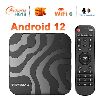 T95 MAX H618 Smart TV Android 12 H618 Четырехъядерный 6K HD 2,4 G и 5G Двойной WiFi 2 ГБ 16 ГБ Телеприставка 4 ГБ 32 ГБ Мультимедийный Смарт-плеер