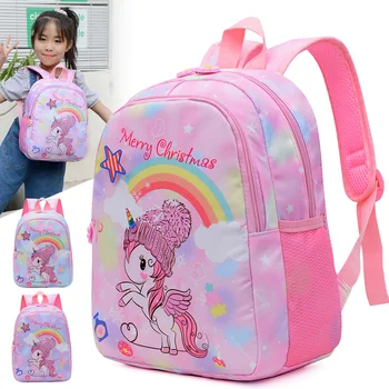Детская школьная сумка Милый мультяшный рюкзак с единорогом для девочек дошкольного возраста, легкий школьный рюкзак, нейлоновый водонепроницаемый детский рюкзак