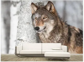 3d обои фото на заказ, нетканая настенная наклейка, 3D Снежный Волк, картина с волчьим тотемом, 3D настенные росписи, обои для рабочего стола