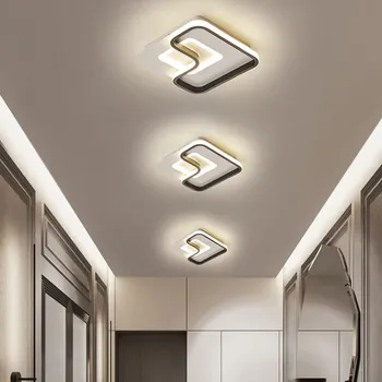 Современные светодиодные потолочные светильники для прохода, черно-белые лампы для коридора, балконные светильники, потолочный светильник для спальни, гостиной, домашнего светильника