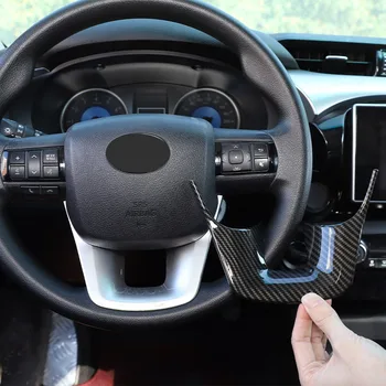 Для Toyota Hilux 2015-2021 ABS углеродное волокно/красный автомобильный руль U-образная рамка декоративная наклейка аксессуары для интерьера автомобиля