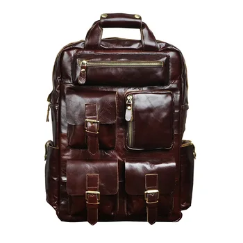 Мужские рюкзаки из 100% натуральной кожи Повседневный студенческий рюкзак из натуральной кожи для мальчиков Элитный бренд Винтажная сумка для ноутбука