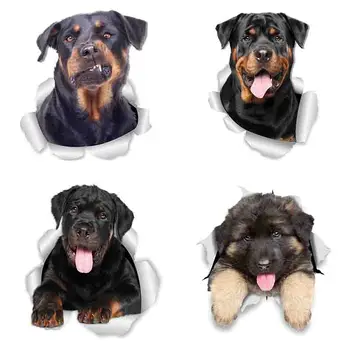 Три 3D наклейки Ratels FTC-1086 для собак, Щенок Немецкой Овчарки, Наклейки на стены, окна, Холодильник, Туалет и Шкаф