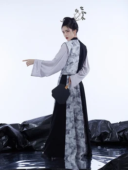 2022 Футболка китайского производства tang, юбка средней длины hanfu, женский улучшенный стиль, комплект из 2 предметов