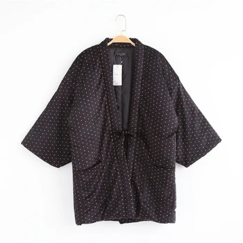 Японские куртки Hanten для мужчин, кимоно для женщин, зимнее хлопчатобумажное пальто, сохраняющие тепло Топы, толстая азиатская одежда Haori, домашняя одежда