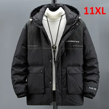 Мужские пальто в стиле Пэчворк размера Плюс, мужской зимний толстый пуховик Большого размера 10XL 11XL