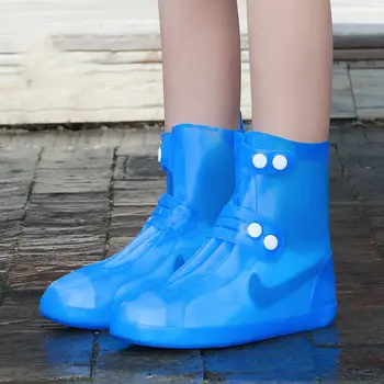Модные водонепроницаемые силиконовые чехлы для обуви, женские непромокаемые ботинки, мужские парные чехлы, черная уличная противоскользящая защита для обуви многоразового использования