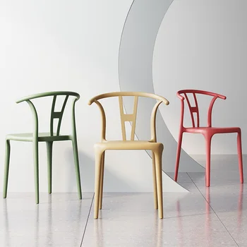 Современный обеденный стул с пластиковым акцентом, Дизайнерский стул для бара, Передвижной кухонный стул для столовой, Салон садовой мебели Cadeira De Plastico