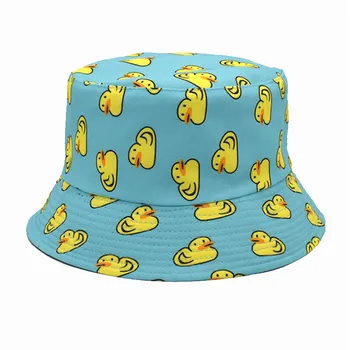 Милые шляпы-ведра, летние модные кепки с принтом желтых маленьких уточек, кавайные кепки, хлопковая солнцезащитная шляпа, повседневная уличная солнцезащитная шляпа рыбака