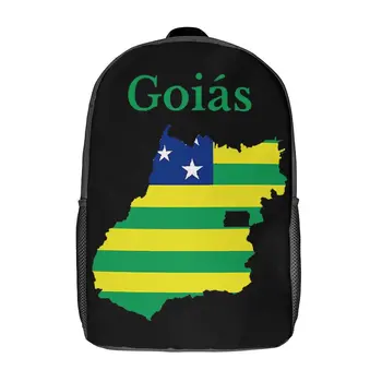 Карта штата Гояс, флаг Бразилии, прочный рюкзак для пехоты, 17-дюймовый рюкзак на плечо, Винтажные летние лагеря, Графический Винтажный