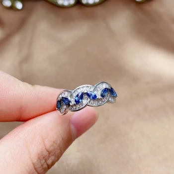 Винтажное Серебряное кольцо с сапфиром для вечеринки 6 шт., кольцо с натуральным сапфиром, ювелирные изделия из стерлингового серебра с сапфиром
