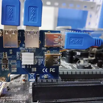 Выделенная карта Riser Card USB 3.0 PCIe Конвертер PCI-E В Адаптер PCI-E от 1 до 4 Слотов PCI-Express от 1x до 16x Для майнинга BTC Miner