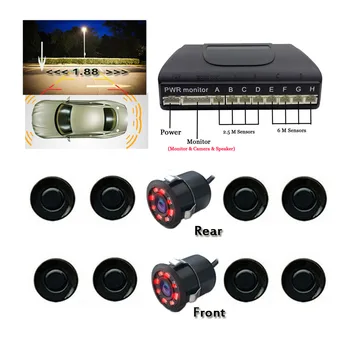 Двухканальные видео Датчики парковки Автомобиля 8 Радарная система заднего хода 8 ИК Водонепроницаемая камера переднего и заднего вида для автомобильного монитора DVD