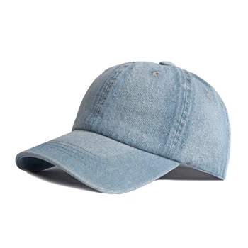 Повседневная бейсболка из промытого хлопка, мужская однотонная черная, синяя Джинсовая шляпа для папы, козырек, Весенне-летние кепки для дальнобойщиков, Регулируемые
