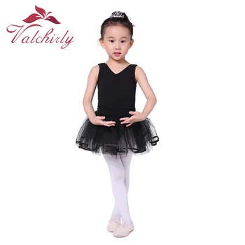 Черное Балетное платье Valchirly для девочек, детское балетное платье-пачка, Гимнастический купальник