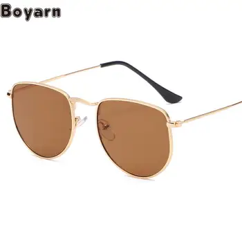 Boyarn Новые солнцезащитные очки в тонкой металлической оправе в стиле ретро для мужчин и женщин, модные солнцезащитные очки для уличной фотографии в стиле стимпанк, перекрестные