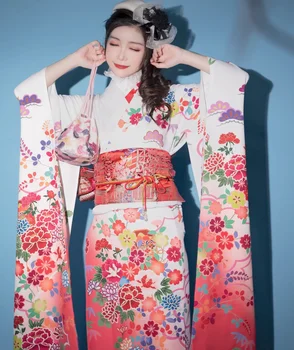 Японское кимоно, официальный наряд с вибрирующими рукавами, традиционный костюм длиной 160