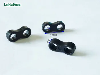 200 шт., черный пластиковый Шариковый шнур, Фиксаторы, Пластиковые пробки, Два отверстия для шнура 4 мм, 2015110205
