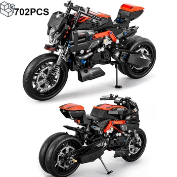 702 шт. Высокотехнологичные строительные блоки для мотоциклов Ducatied Diavel, скоростной гоночный мотоцикл, Кирпичи, сборка автомобиля, игрушки, подарки для детей