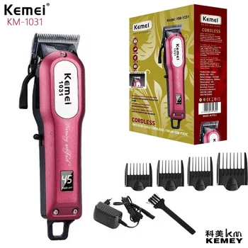 Перезаряжаемая Электрическая машинка для стрижки волос Kemei с ЖК-дисплеем KM-1031 Беспроводной Триммер Дешевый Триммер для Стрижки волос, Расческа для волос
