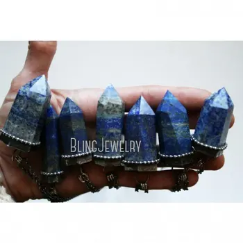 NM42027 Голубое ожерелье с кристаллами Лазурита, Каменная башня, Талисман, Пляж Ведьмы, Фестиваль в пустыне, Маятниковый Обелиск 