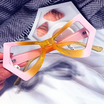 Очки Двухцветный кошачий глаз Модные солнцезащитные очки с многоугольной бабочкой В оправе Женские Винтажные Компьютерные Очки с защитой от синего света