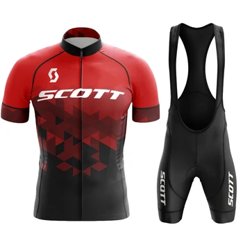SCOTT Team 2023 Комплект из Джерси для Велоспорта с коротким Рукавом, Шорты-Нагрудник, Велосипедная Одежда Ropa Ciclismo, Униформа для MTB Велосипеда, Джерси, Мужская Одежда
