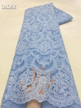 Элегантная французская Сетчатая Кружевная ткань Африканская вышивка Блестками Кружевная ткань Для свадебного платья XZX4300