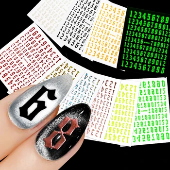 Наклейка для дизайна ногтей со старыми английскими цифрами 0-9, Самоклеящиеся наклейки с татуировками в стиле Ретро, Алфавитный дизайн, Слайдеры, украшение для маникюра и 6