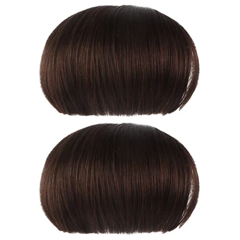 2 парика с гладкой челкой и бахромой для наращивания (темно-коричневый)