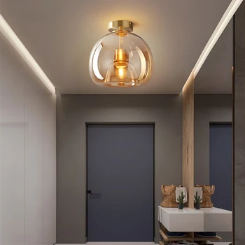 Скандинавский светодиодный стеклянный потолочный светильник Минималистичное потолочное освещение Минималистичный светильник для прохода в коридор Креативное освещение для гостиной Домашний декор