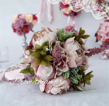 2021 Красочный Розовый и голубой Букет Невесты с Розами И Пионами, Свадебные Букеты, Украшение из Шелковых цветов Ramo De La Boda
