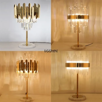 Хрустальные настольные лампы Постмодернистский роскошный светодиодный настольный светильник, декоративный для дома, прикроватный