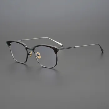 Ацетатные очки ручной работы в японском стиле, квадратная оправа из чистого титана, Мужские И женские ультралегкие Очки для близорукости, Рецептурная оптика
