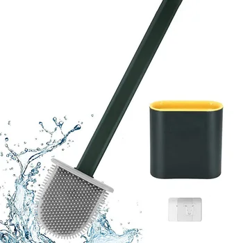 Настенный или напольный ершик для унитаза с силиконовой головкой TPR, аксессуары для унитаза, бытовые инструменты для чистки ванной комнаты, быстросохнущий держатель