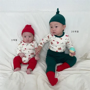 Рождественская Осенняя Одежда для маленьких мальчиков и девочек, Комбинезон с принтом Лося, Милая Праздничная одежда, Пуловер с длинными рукавами для новорожденных, комбинезоны