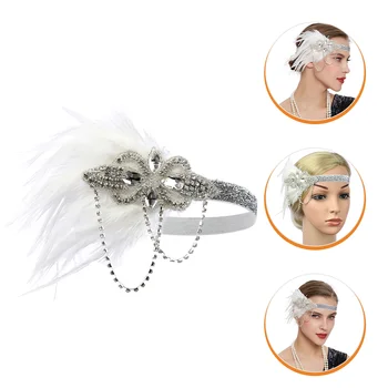 повязка на голову 1920-х годов, аксессуары для костюмов на Хэллоуин, Женский головной убор, лента для волос, коктейльная вечеринка, полиэстер, мисс
